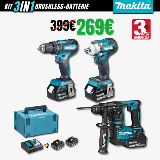 Kit 3in1 Makita:Avvitatore a Impulsi+Trapano+Tassellatore
